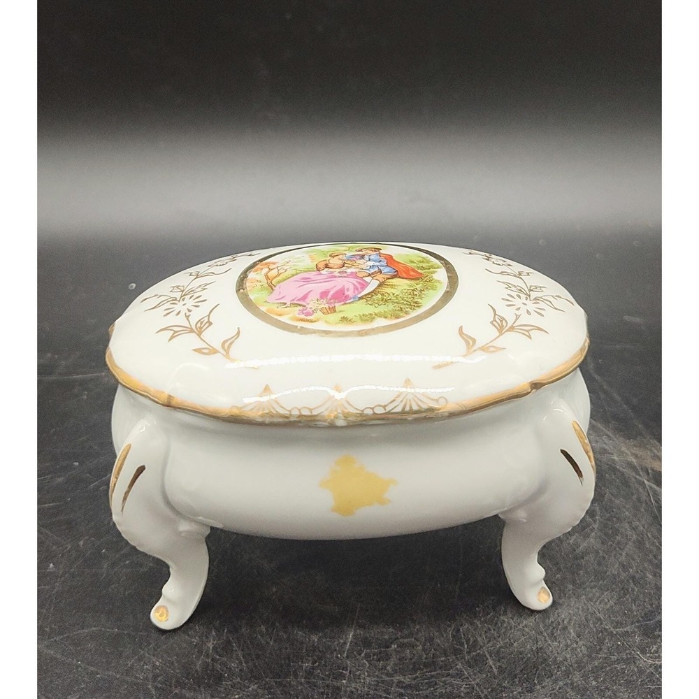 Vintage 1950's Arnart Removable Lid Porcelain Trinket Dresser Box Beehive Mark
